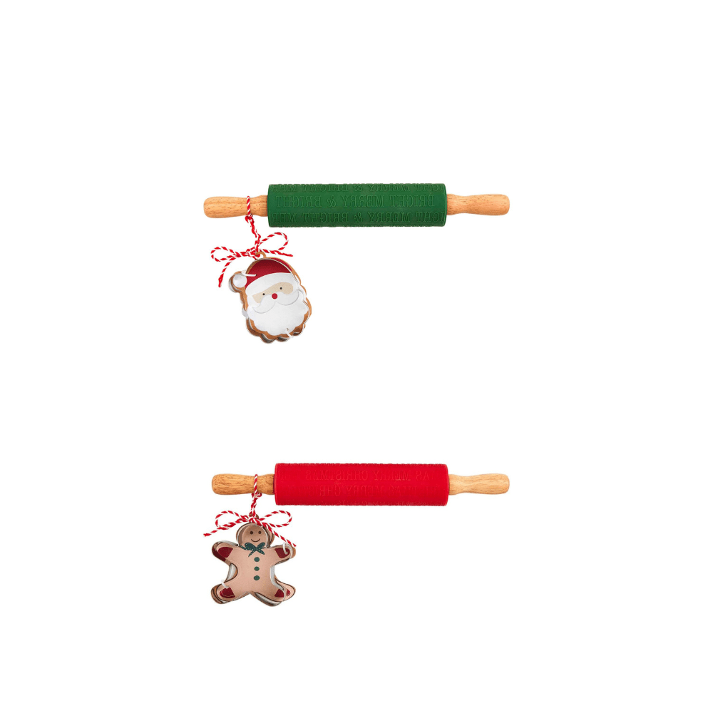 Christmas Rolling Pin & Cookie Cutter Set 2 Style Options