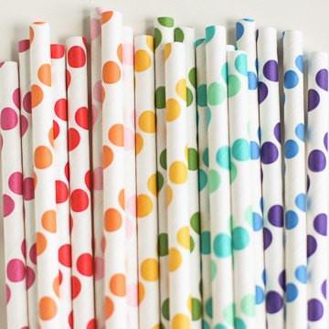 Paper Straws: Rainbow Dots Mix - Shop Sweet Lulu
