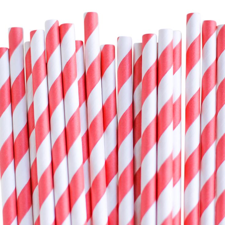 Eco Friendly Paper Straws: Coral Stripes - Shop Sweet Lulu