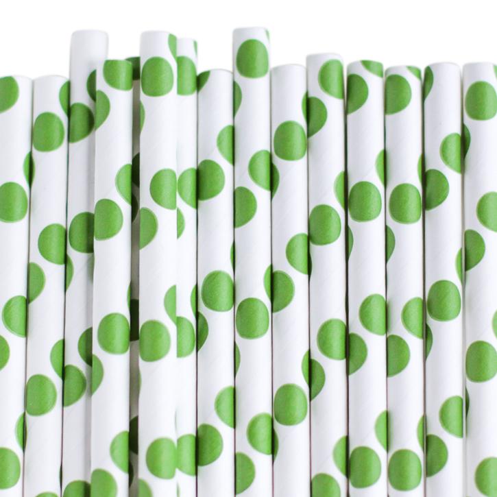 Eco Friendly Paper Straws: Leaf Green Dots - Shop Sweet Lulu