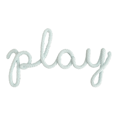 "Play" Knitted Wire Words Sign - Ice Blue, Shop Sweet Lulu