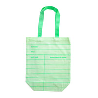 Book Club Library Card Tote Bag in Green, Jollity & Co