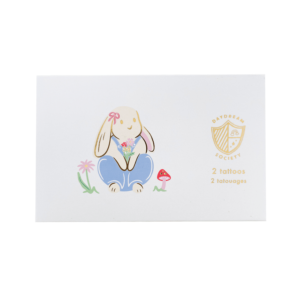 Bunnies In The Garden Overalls Bunny Temporary Tattoos, Daydream Society