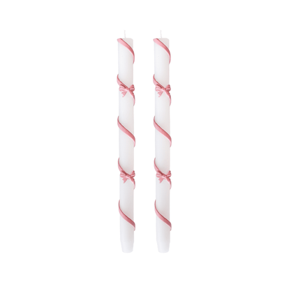 Ribbon Bow Taper Candle Set - 3 Color Options, Jollity & Co