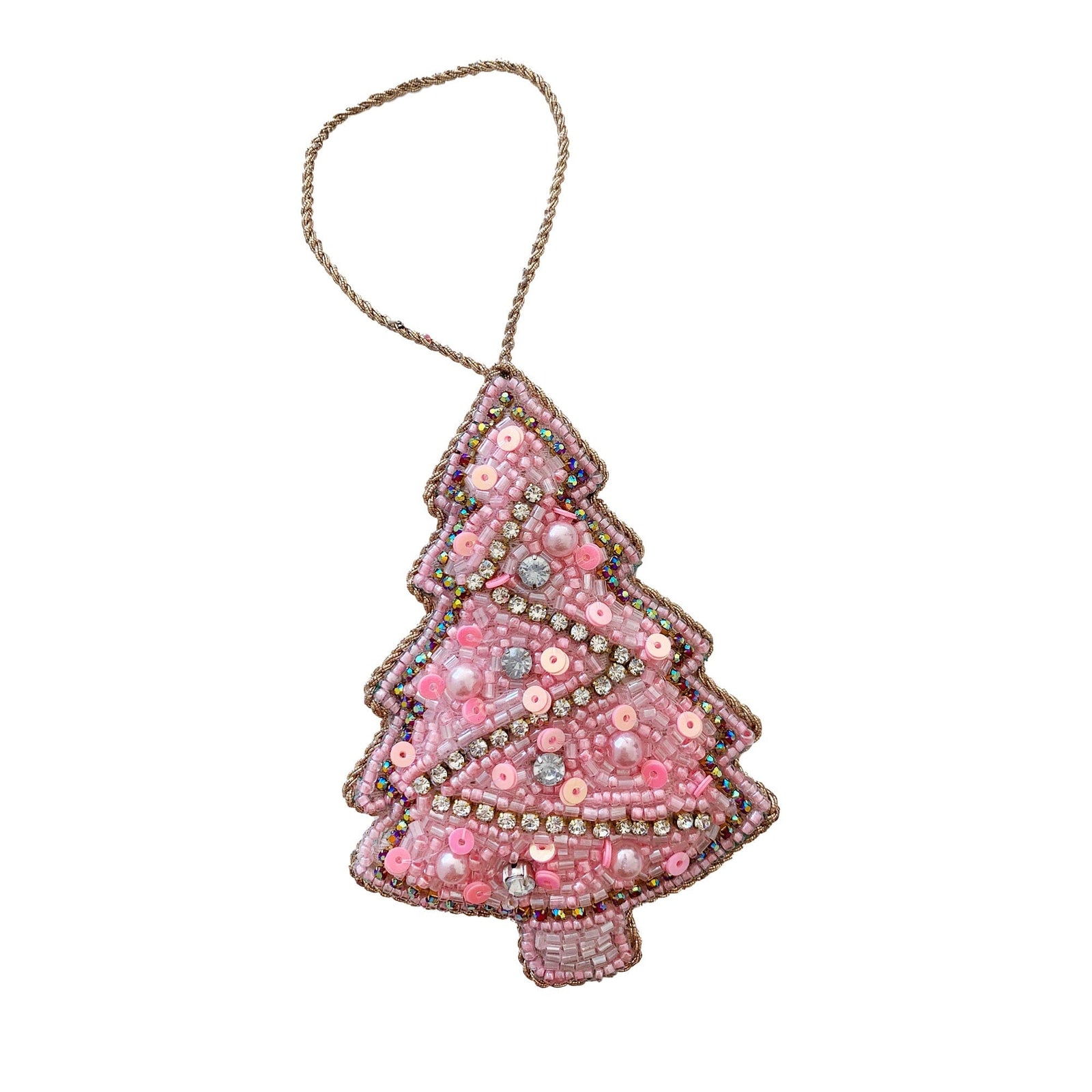 Beaded Christmas Tree Ornament in Pink, Jollity & Co
