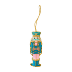 Blue & Pink Embroidered Nutcracker Ornament, Daydream Society