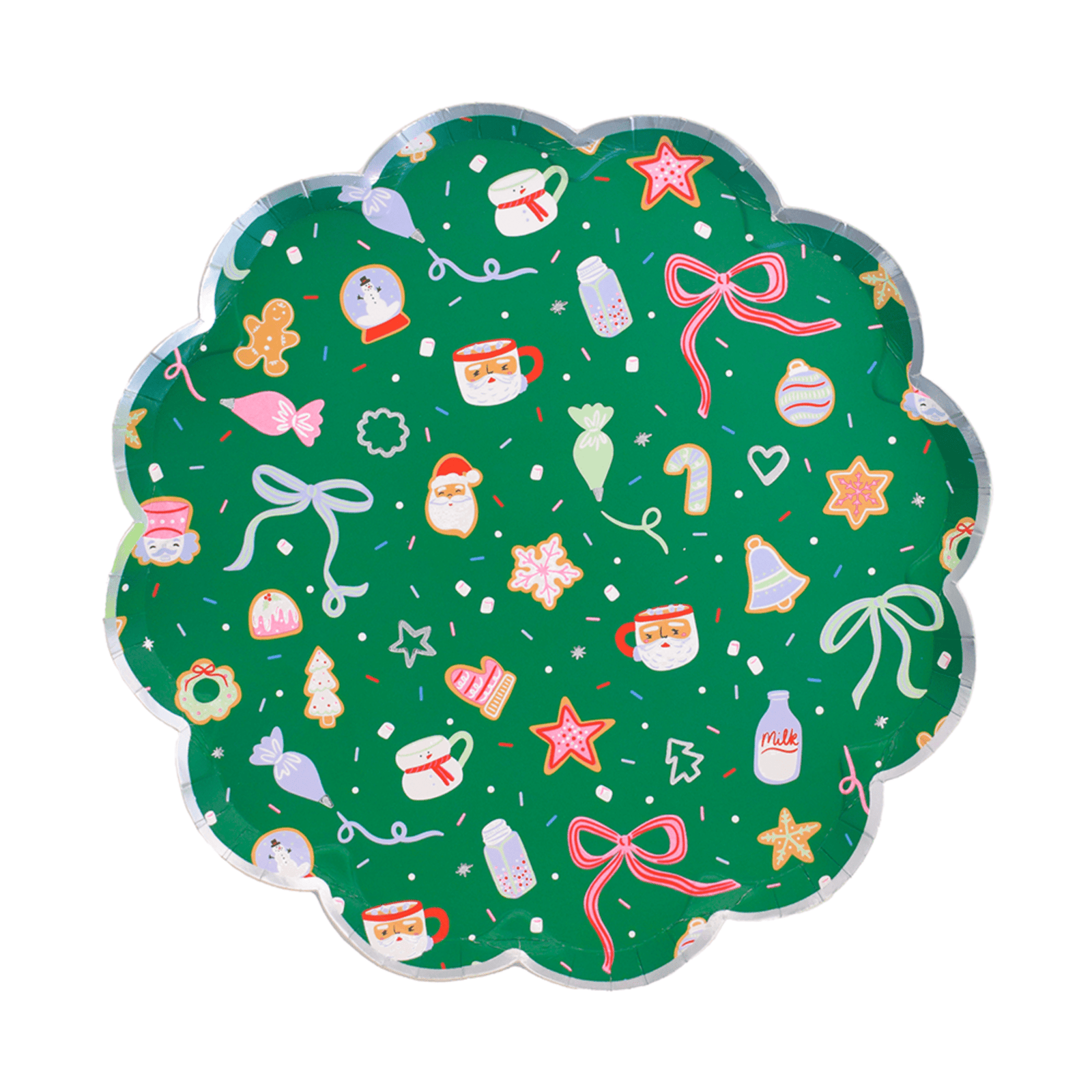Baking Spirits Bright Dark Green Scalloped Large Plates, Daydream Society