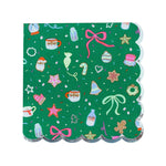 Baking Spirits Bright Dark Green Scalloped Large Napkins, Daydream Society