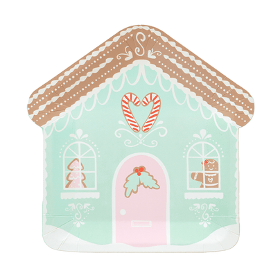 Baking Spirits Bright Mint Gingerbread House Large Plates, Daydream Society
