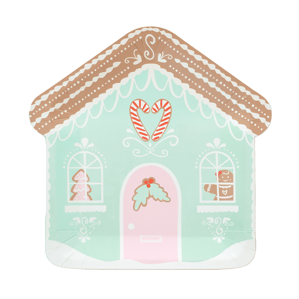 Baking Spirits Bright Mint Gingerbread House Large Plates, Daydream Society