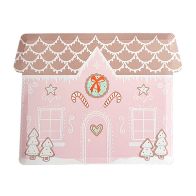 Baking Spirits Bright Pink Gingerbread House Large Plates, Daydream Society