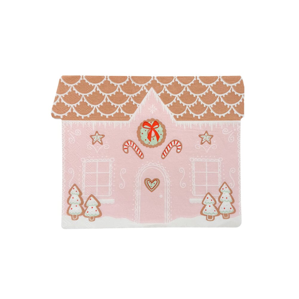 Baking Spirits Bright Pink Gingerbread House Large Napkins, Daydream Society