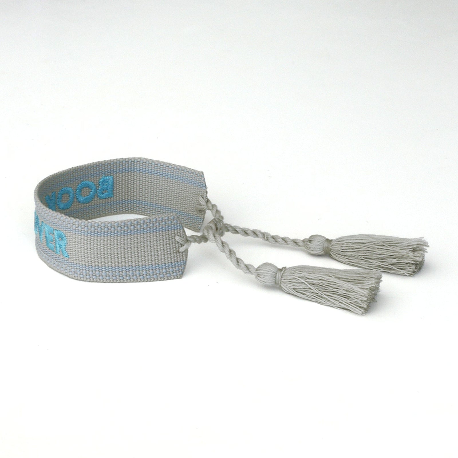 Book Club Themed Embroidered Bracelets - Book Lover Blue Jollity & Co