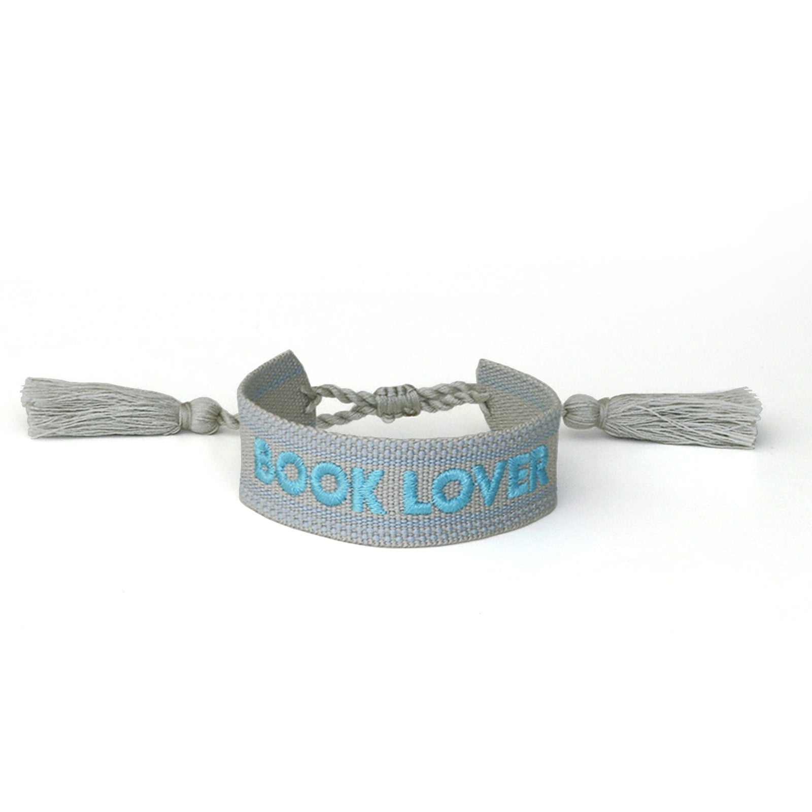 Book Club Themed Embroidered Bracelets - Book Lover Blue Jollity & Co