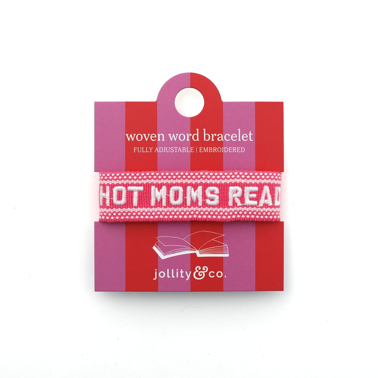 Book Club Themed Embroidered Bracelets - Hot Moms Read, Jollity & Co