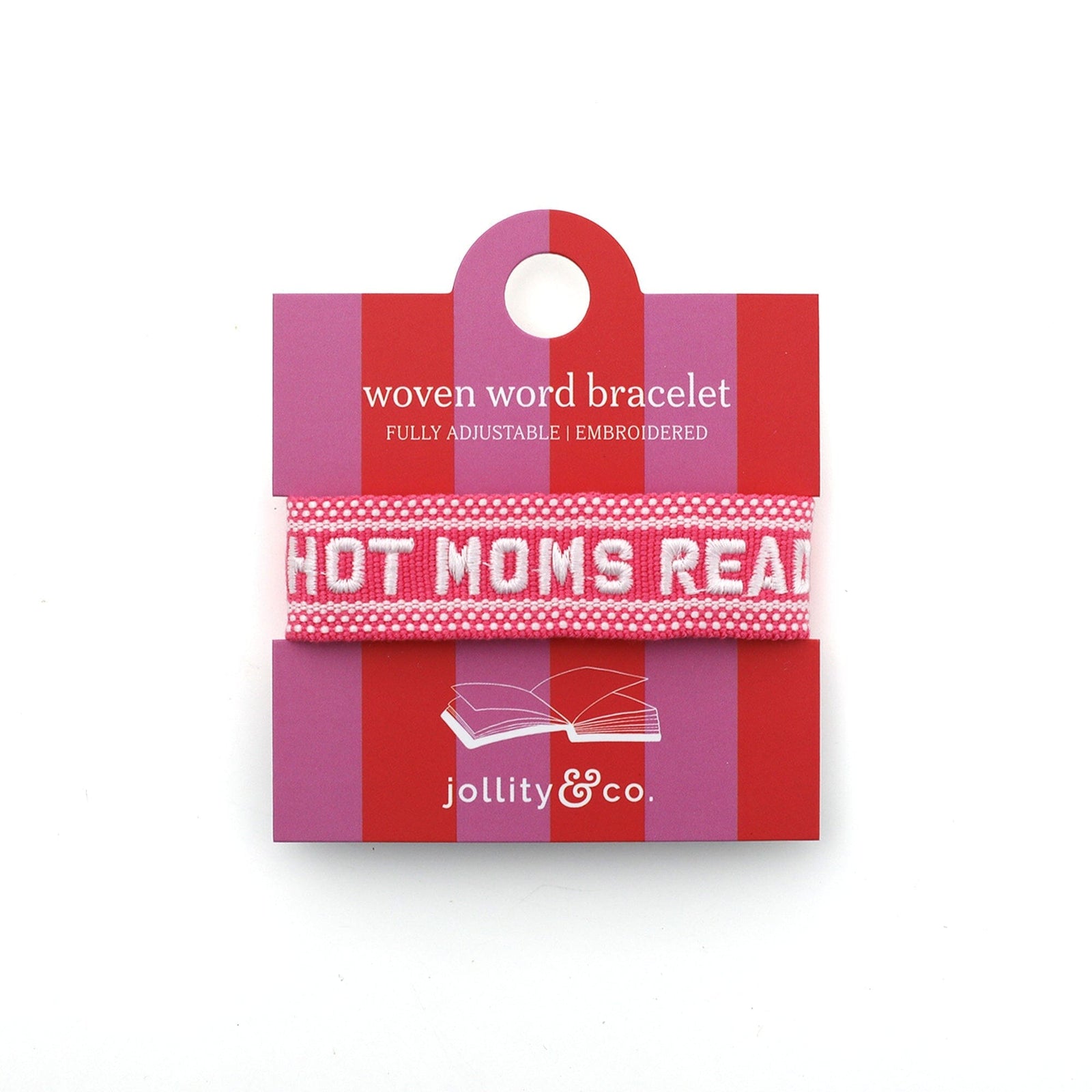 Book Club Themed Embroidered Bracelets - Hot Moms Read, Jollity & Co