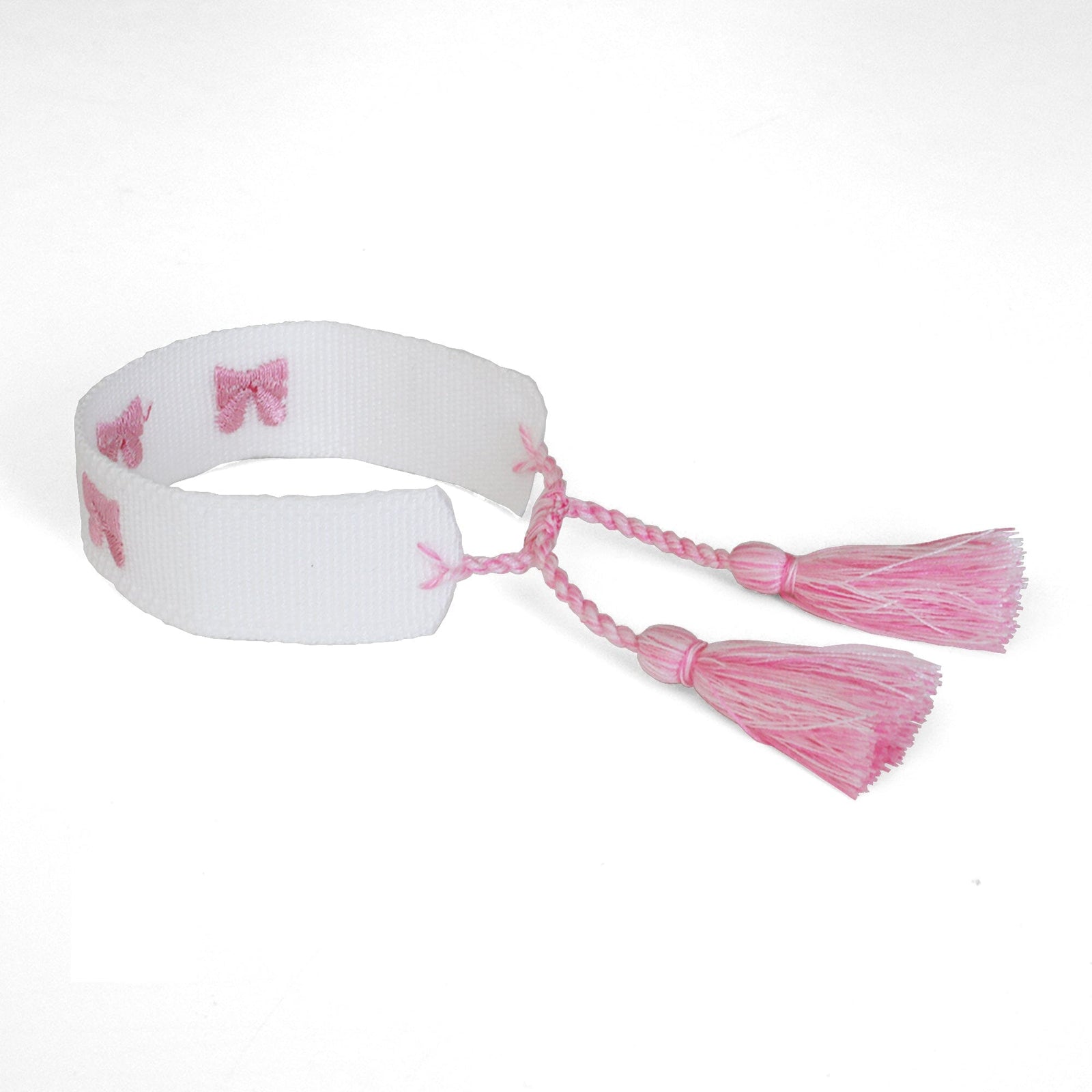 Bow Embroidered Bracelet - Pink, Jollity & Co