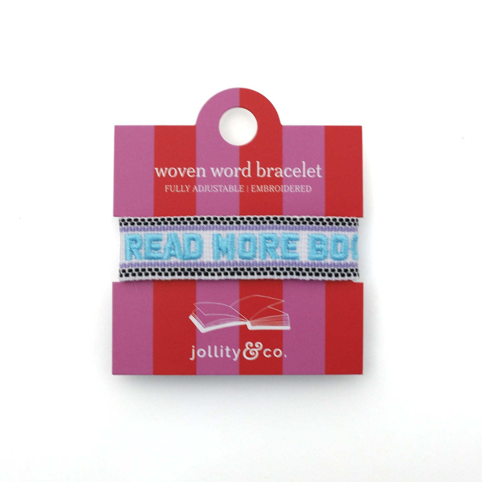 Book Club Themed Embroidered Bracelets - Read More Books Jollity & Co