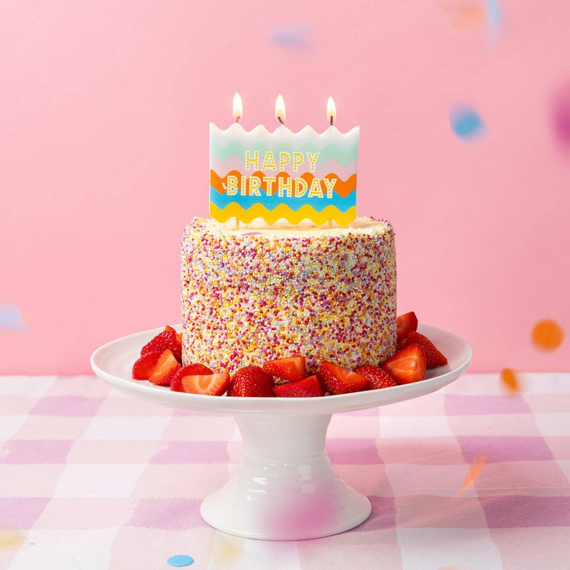 Happy Birthday Colorful Wavy Candle