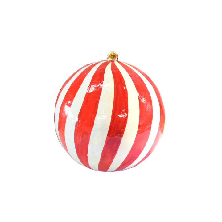 Paper Mache Striped Ball Ornament w/ Tassel - 3 Color Options