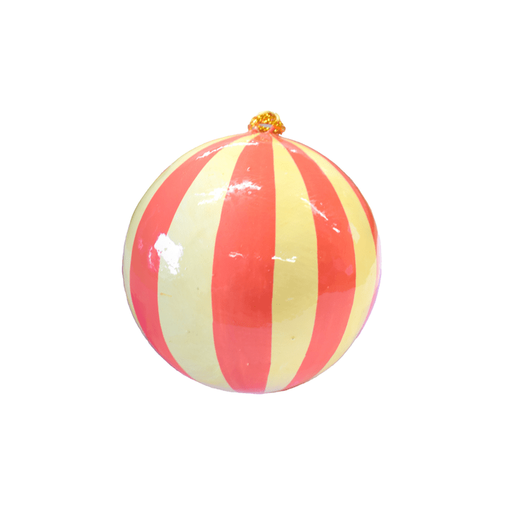 Paper Mache Striped Ball Ornament w/ Tassel - 3 Color Options