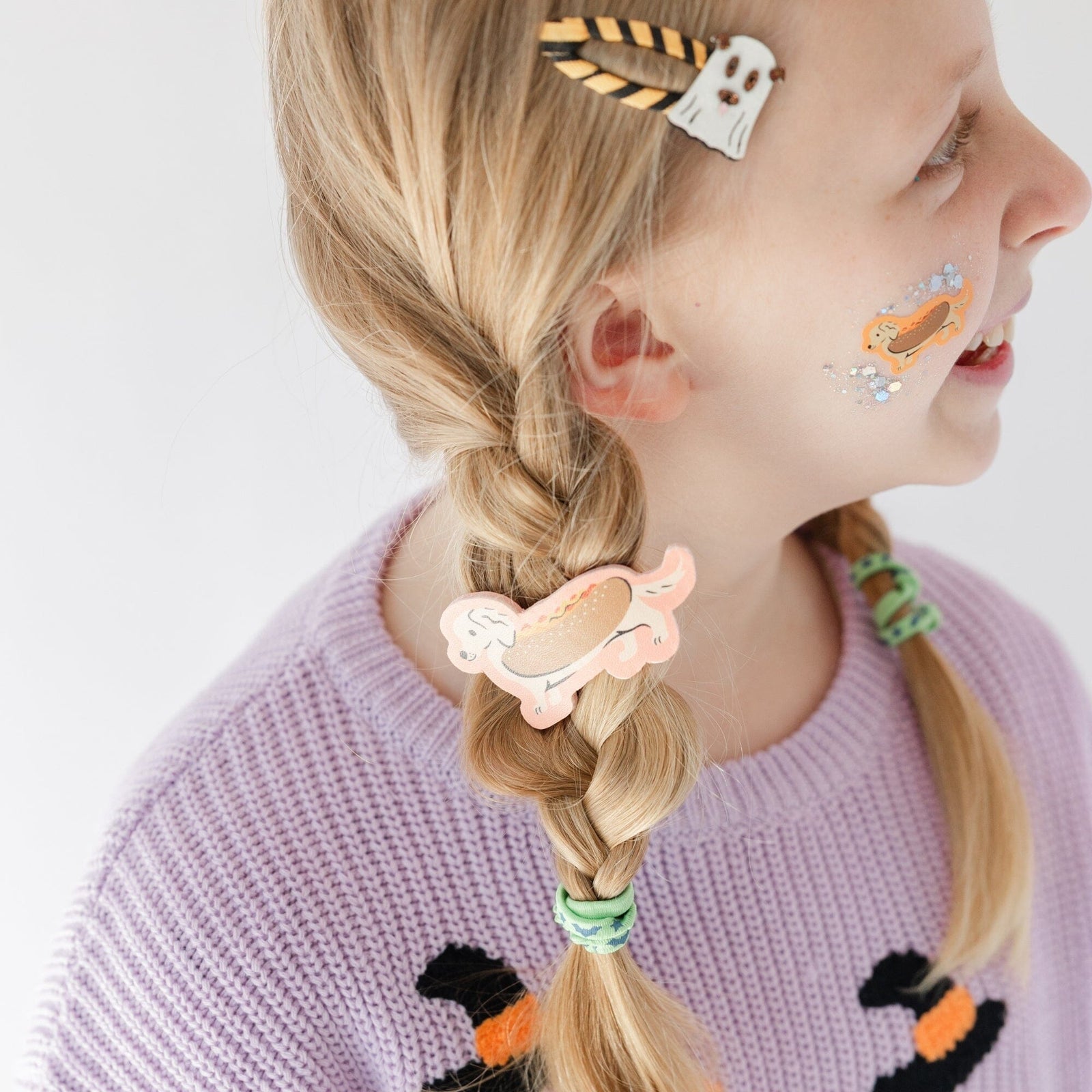 Trick or Treat Street Hot Dog Dachshund Vegan Leather Hair Clip, Daydream Society