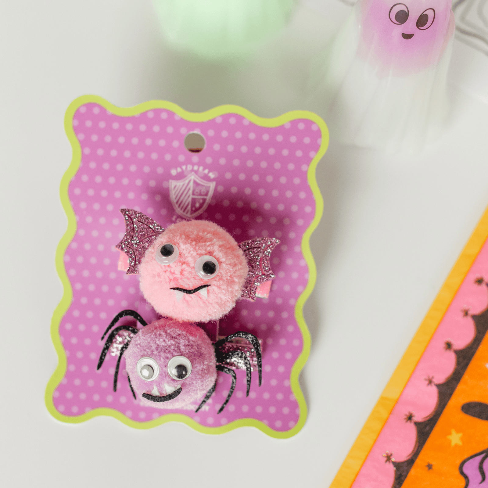 Monster Mash Fuzzy Bat + Spider Hair Clip Set, Daydream Society