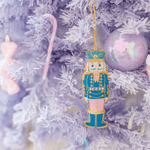Blue & Pink Embroidered Nutcracker Ornament, Daydream Society