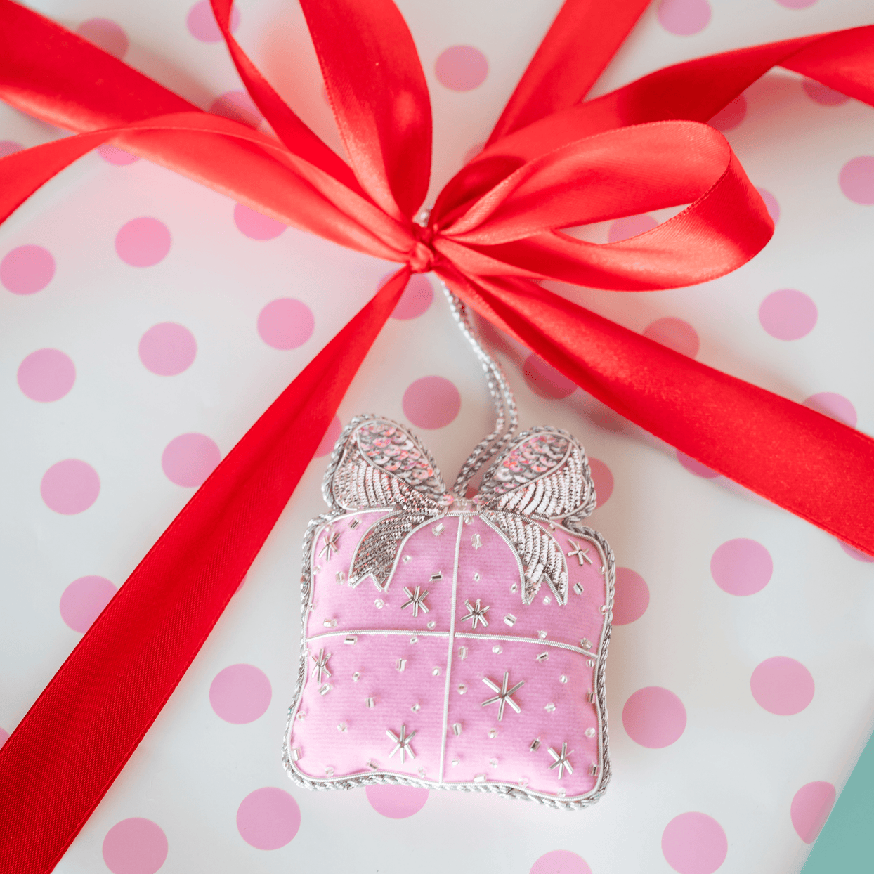 Pink Present Christmas Ornament