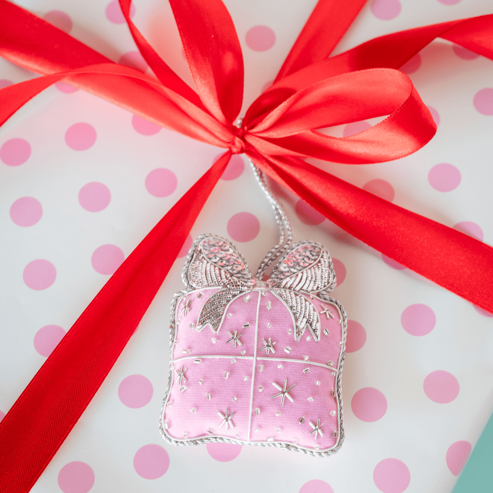 Pink Present Christmas Ornament