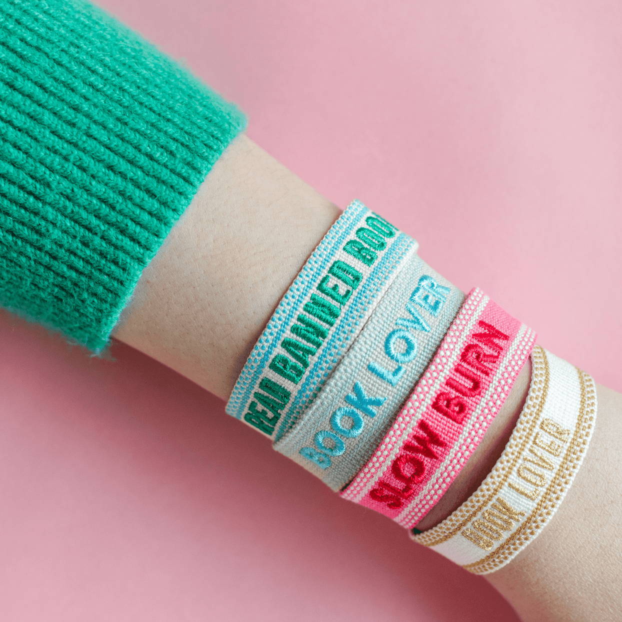 Book Club Themed Embroidered Bracelets, Jollity & Co