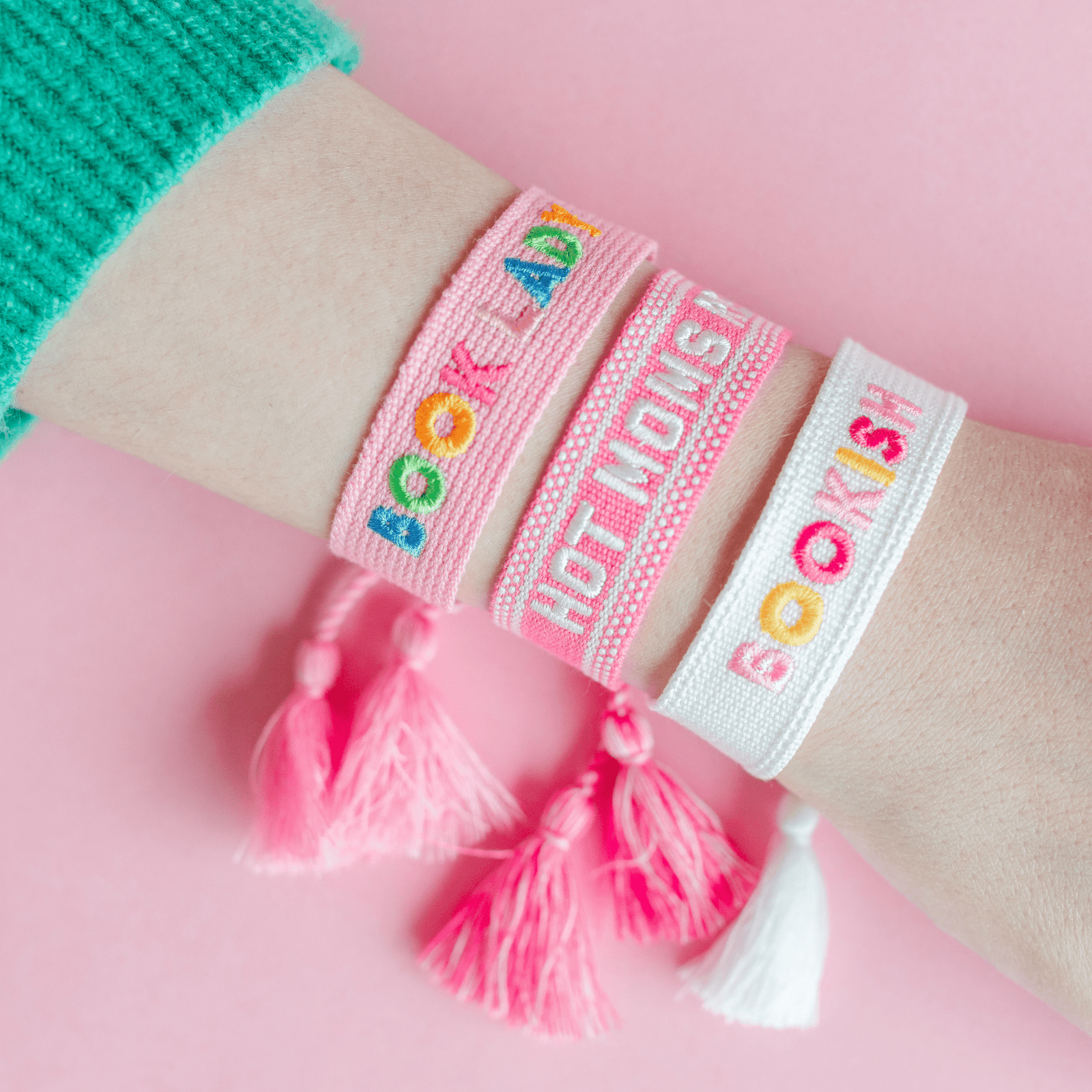 Book Club Themed Embroidered Bracelets, Jollity & Co