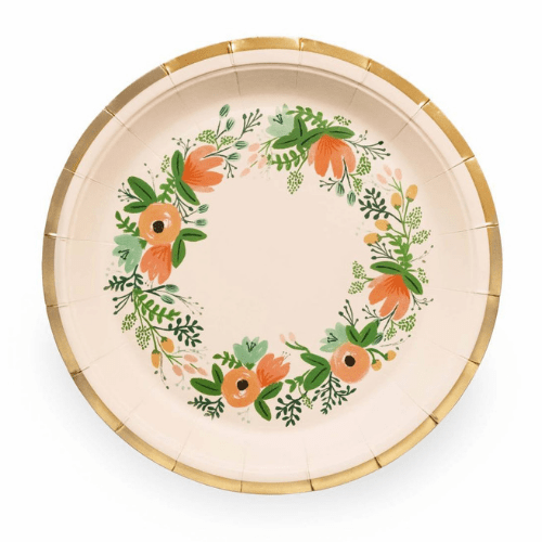 Floral Wreath Party Dinner Plates