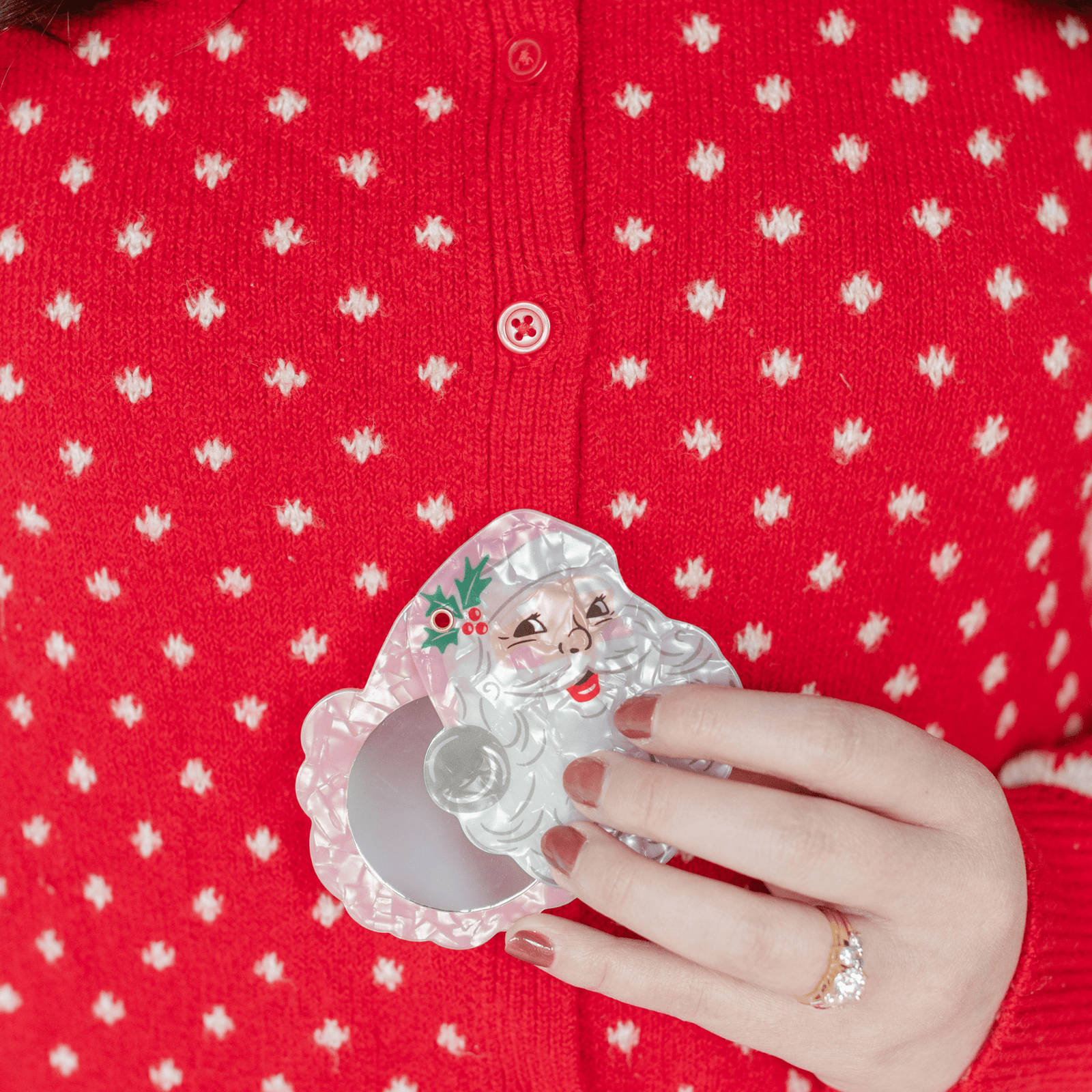 Pink Santa Compact Mirror, Jollity & Co