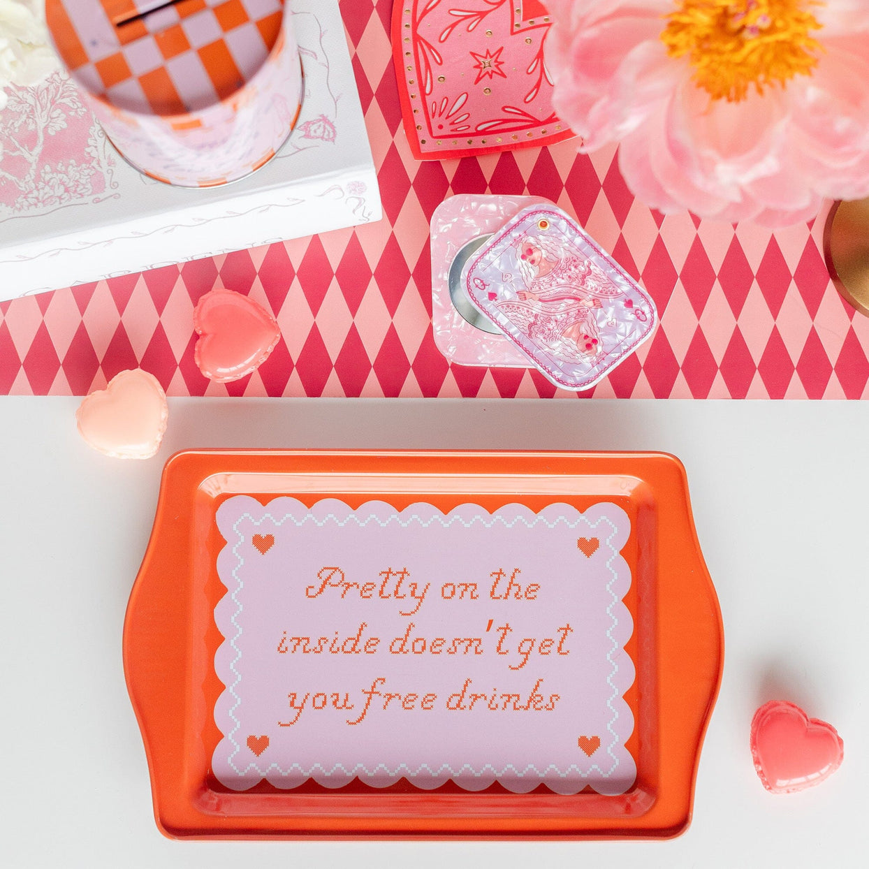 Pretty on the Inside Doesn't Get You Free Drinks Trinket Tray, Jollity & Co