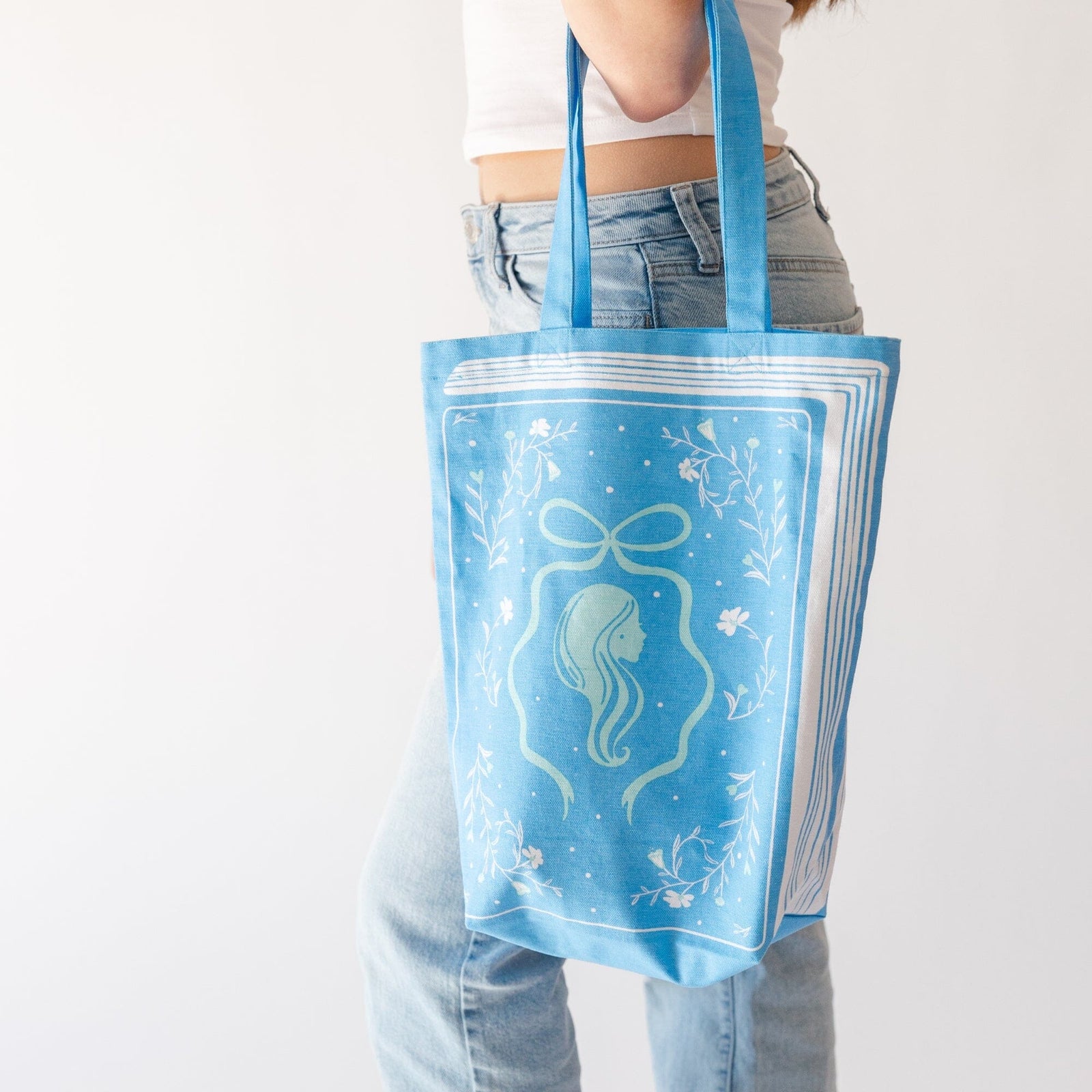 Silhouette Book Themed Canvas Tote Bag, Jollity & Co