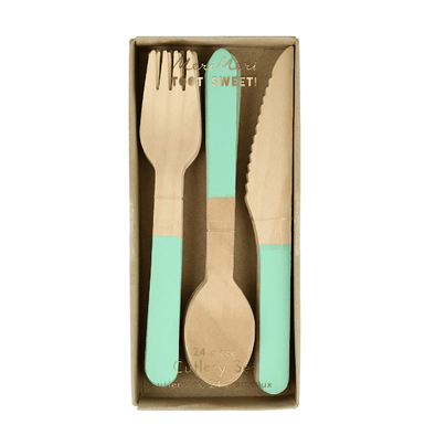 Meri Meri Wooden Cutlery Set - Mint, Shop Sweet Lulu