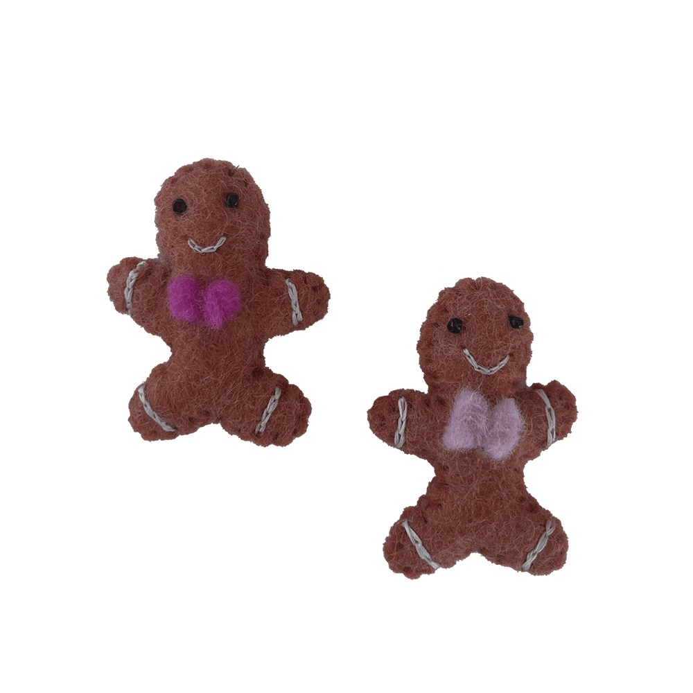 Mini Gingerbread Wool Felt Ornaments, 2 Color Options