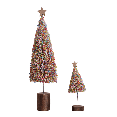 Foam Microbeads & Resin Christmas Tree w/ Wood Slice Base & Star - 2 Size Options, Shop Sweet Lulu