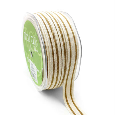 30 Yard Woven Cotton Antique Gold Double Stripes Ribbon, Shop Sweet Lulu