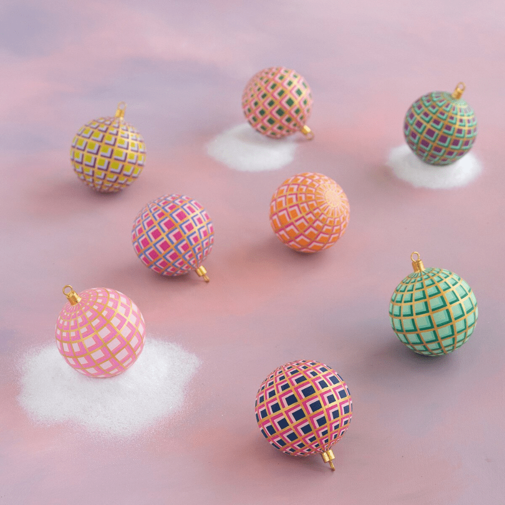 Art Deco Plaid Ball Ornaments - 8 Style Options, Shop Sweet Lulu