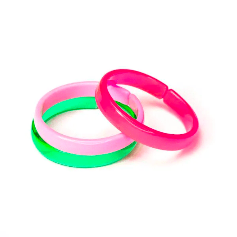 Bangle Set - Clear Green, Neon Pink, Light Pink - Shop Sweet Lulu
