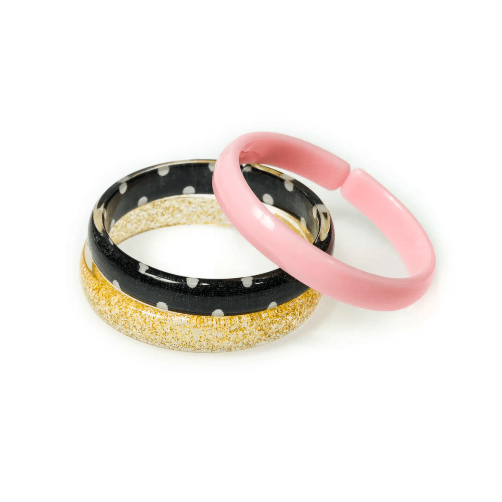 Bangle Set - Light Pink, Black & White, Glitter Gold - Shop Sweet Lulu