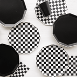 Black and White Signature Checker Dinner Plates