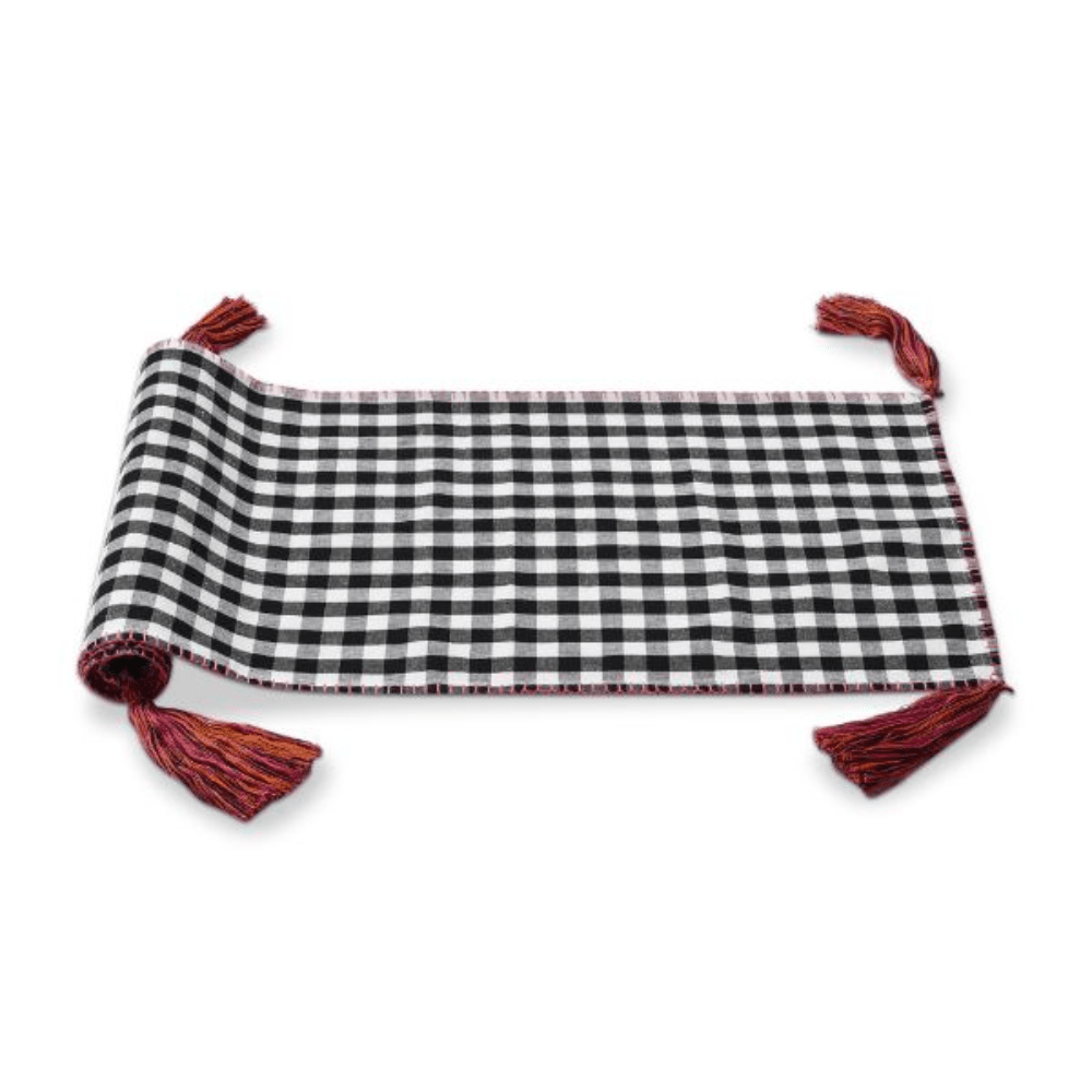 Black Gingham Table Runner w/ Tassels - Shop Sweet Lulu