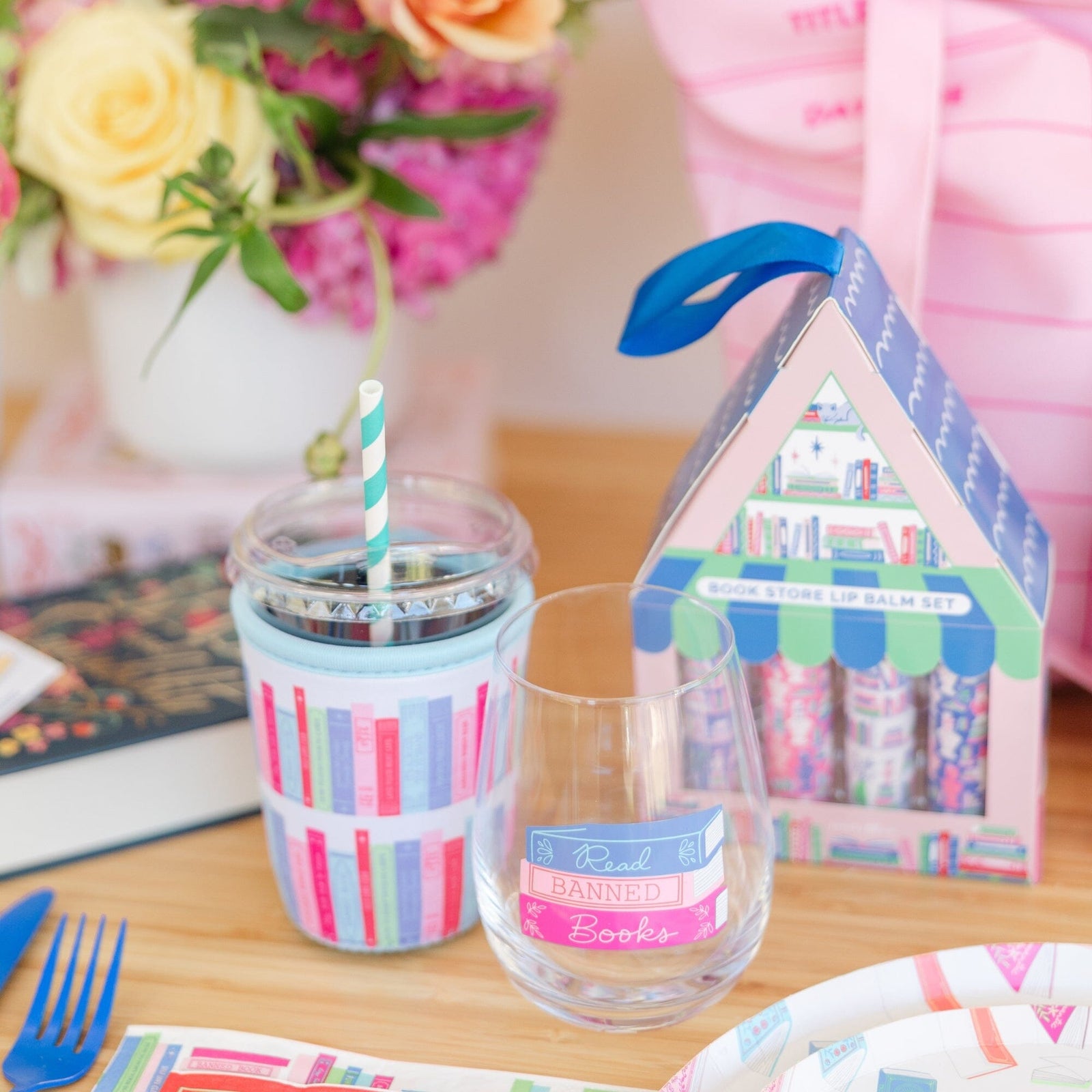 Book Club Bookshelf Print Beverage Sleeve, Shop Sweet Lulu