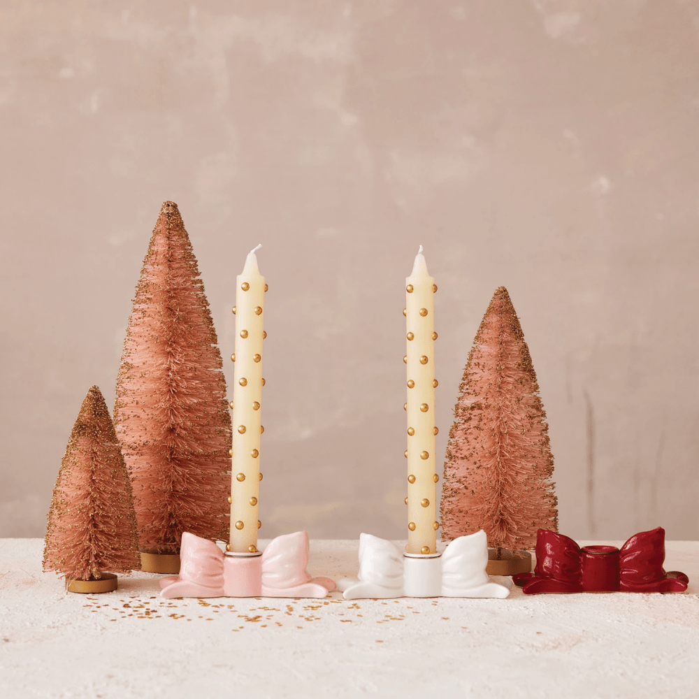 Stoneware Bow Taper Holder - 3 Color Options, Shop Sweet Lulu
