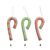 Handmade Wool Felt Candy Cane Ornament w/ Embroidery, 3 Style Options - Shop Sweet Lulu