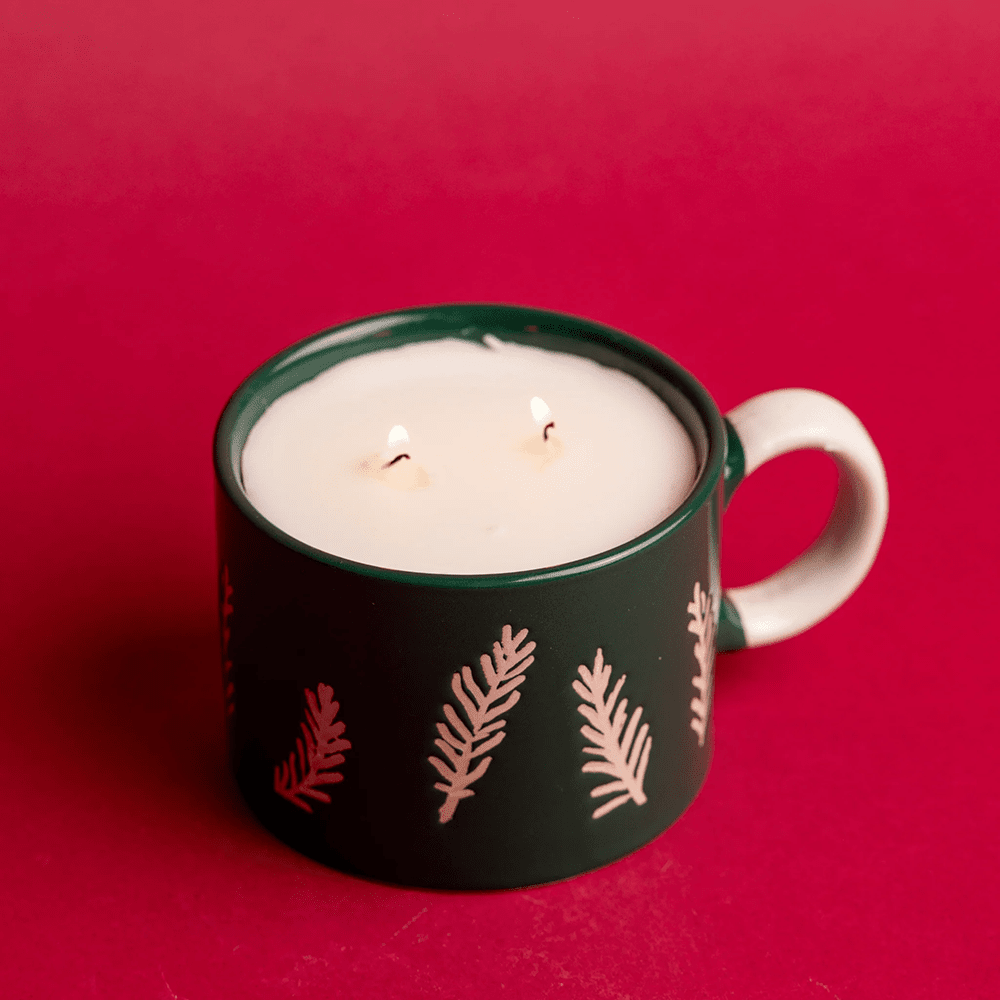 Ceramic Mug Candle, Cypress + Fir - Green, Shop Sweet Lulu