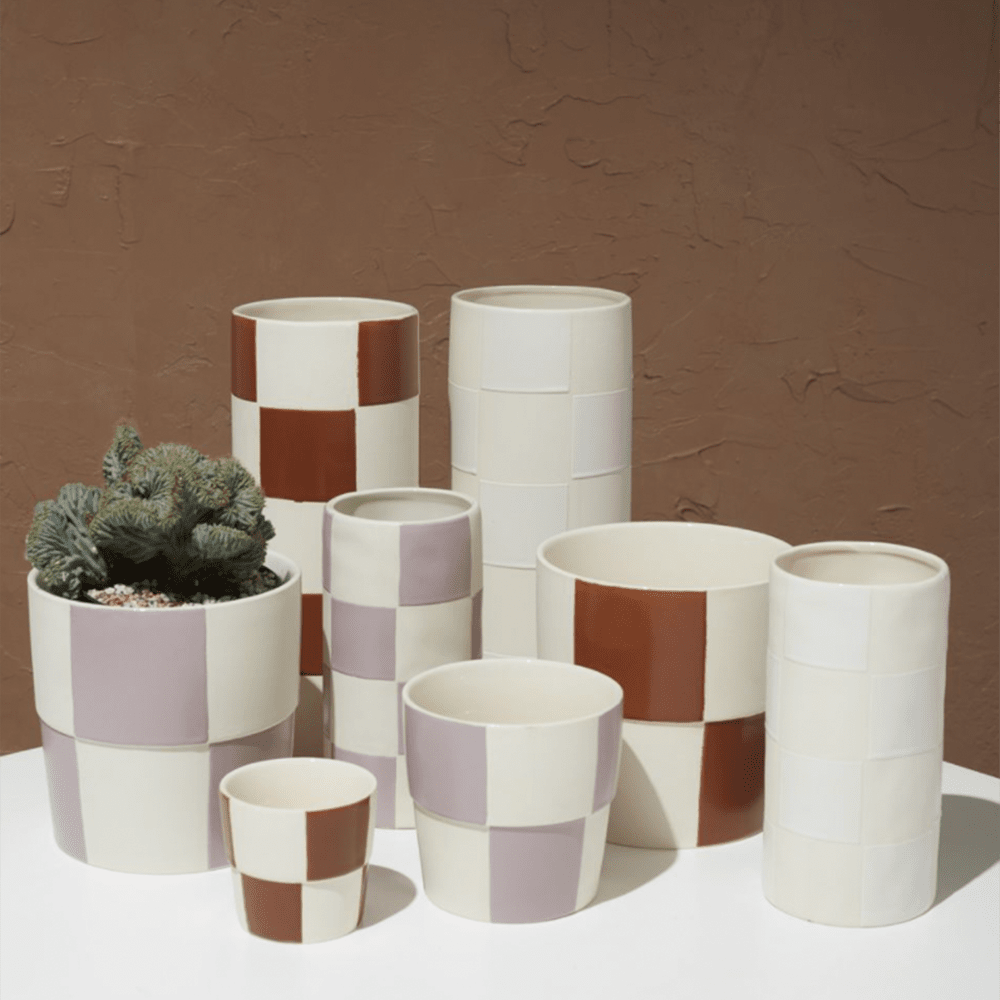 Checkerboard Vase, Terracota - 2 Size Options, Shop Sweet Lulu
